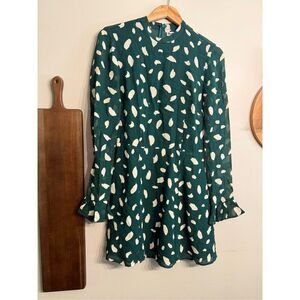 Reformation Green and White Mini Dress